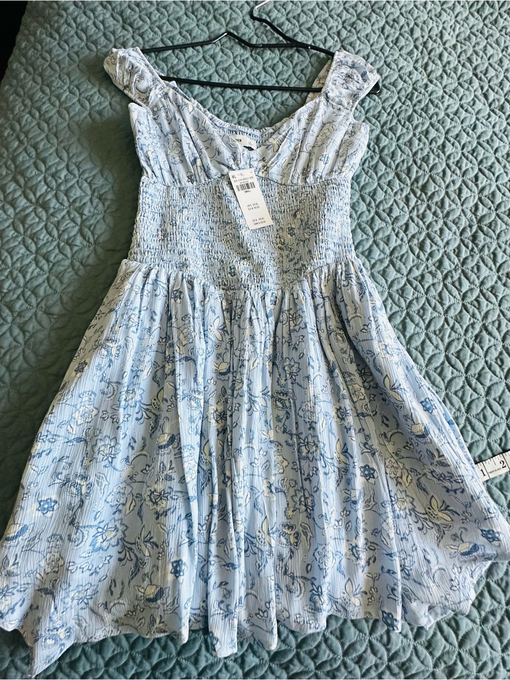 Hollister Light Blue Floral Smocked Sundress